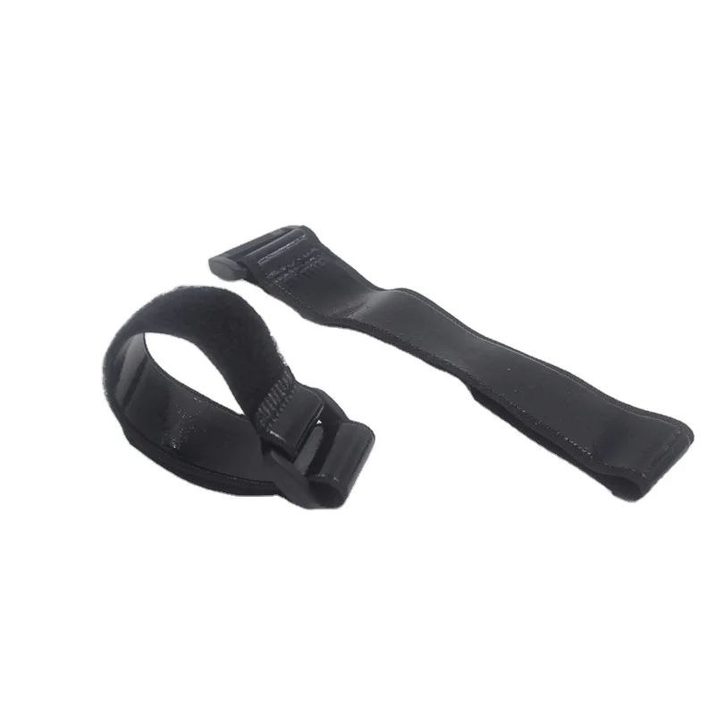 Custom Printed Logo Reusable Adjustable Releasable Nylon Hook And Loop Strap Cable Ties With Plastic Buckle