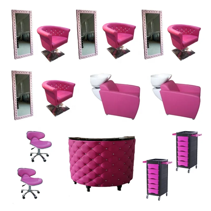 Barber shop equipment package hair styling mirror station shampoo chair hydraulic pump chair beauty salon package QZ-B715A