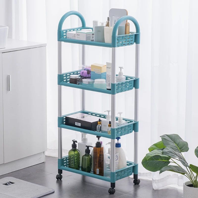 Rugged universal wheel movable multi-layer storage shelving household storage
