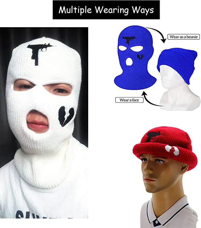 Оптовая продажа, лыжная маска с индивидуальным принтом, вязаная маска на все лицо, лыжная маска, Балаклава, вязаная шапка, шапка, Акриловая Лыжная маска