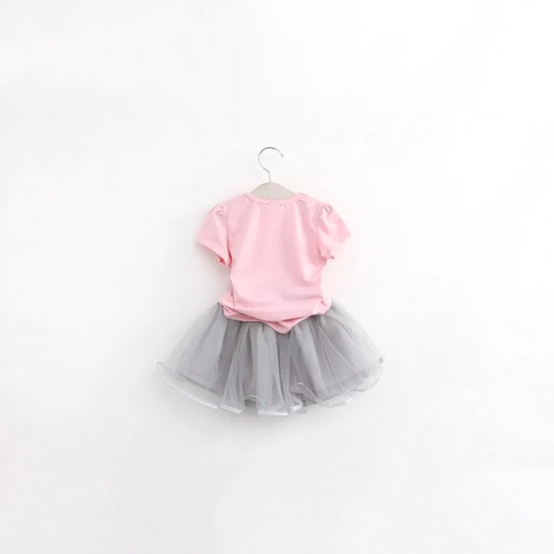 Hao Baby Europe And America Girl Children Wear Cat Cartoon Short Sleeve  Kid Skirt Dress