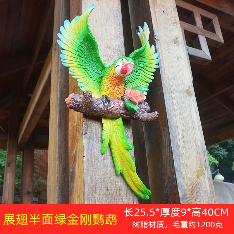 Wholesale Resin Colorful Parrot Statue Wall Hanging Sculpture resin bird