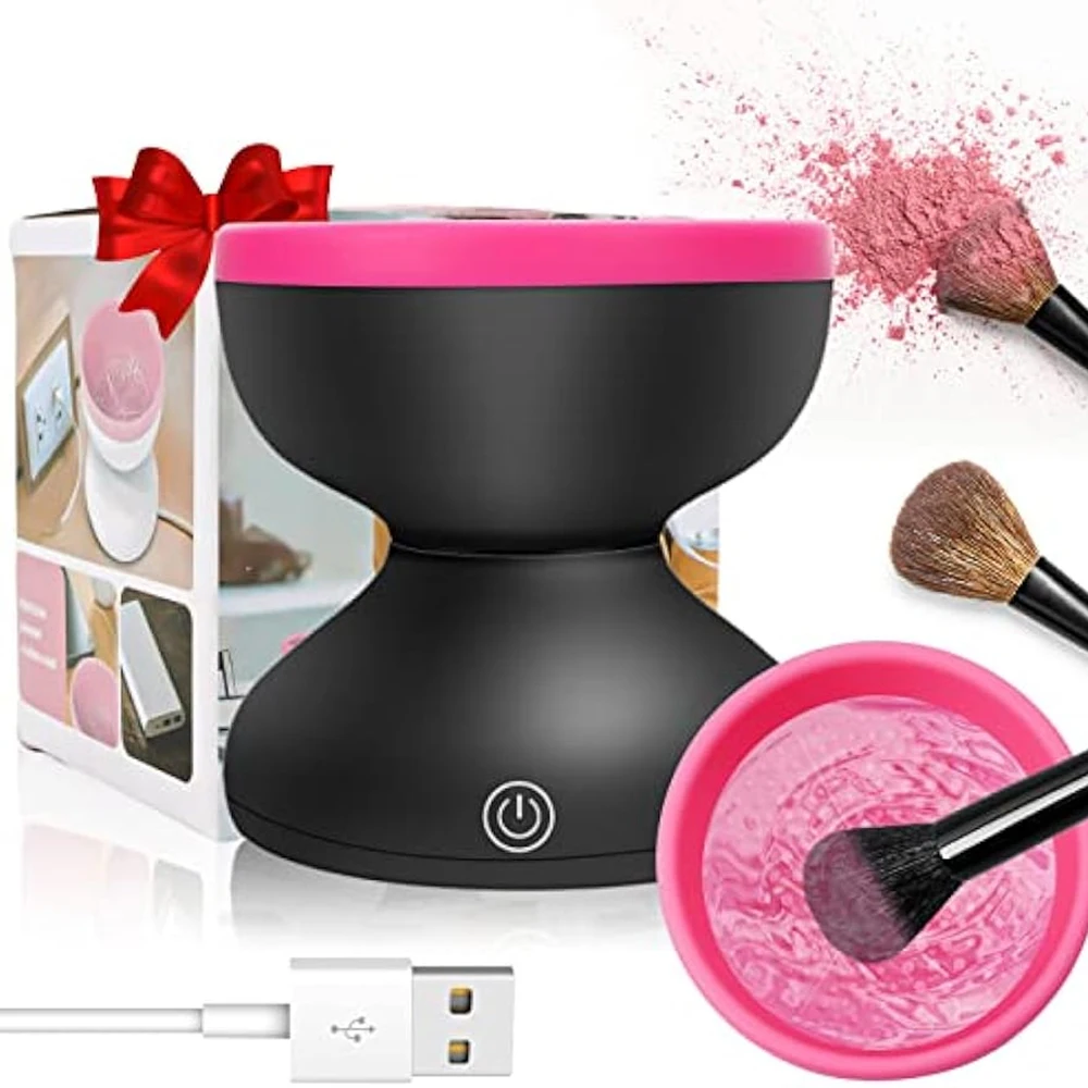 Pink Electric Makeup Brush Cleaner Machine Silicone Brush Cleaner Machine Beauty Cleanser For Beauty Makeup brush