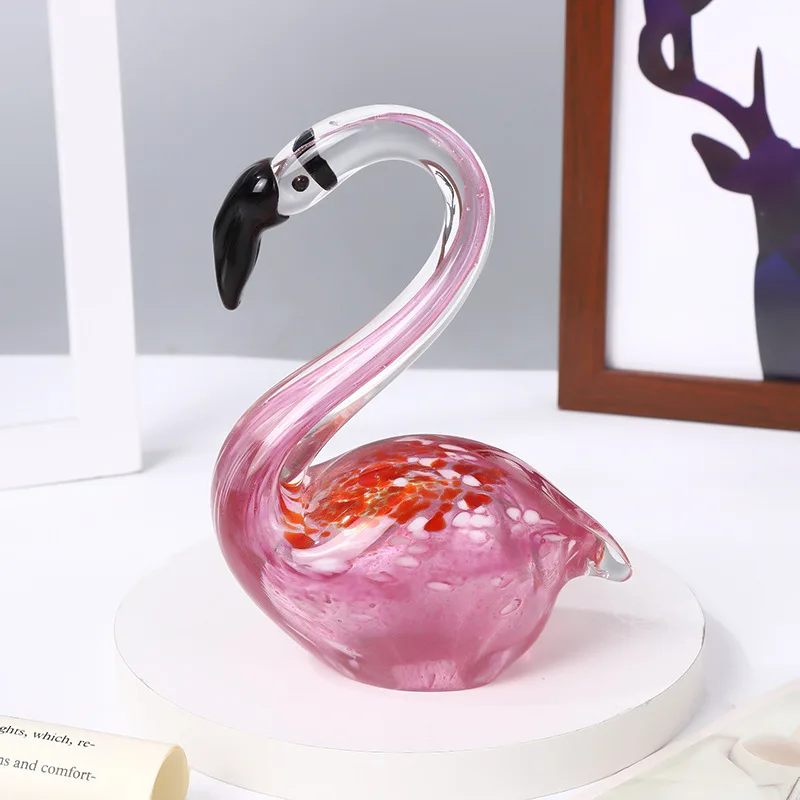 Swan Animal Figurine Office Tabletop Decoration Ornaments Hand Blown Craft Murano Glass Creative Europe Folk Art Gift Hotel Home