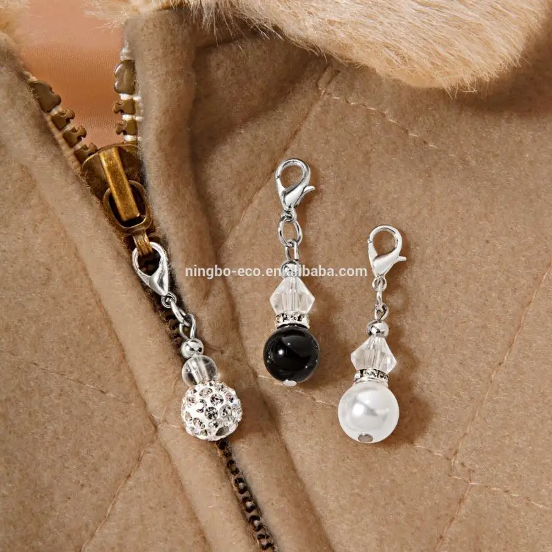 Plastic Pearl Head Zipper Pendant Zipper Head Zipper Pulling with 3pcs a Set