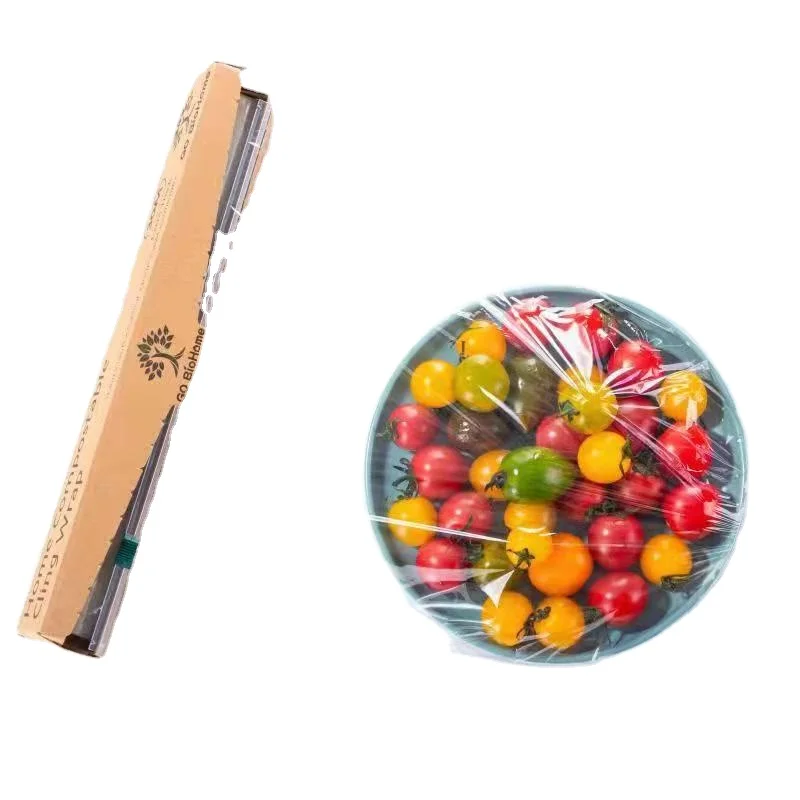 2 Rolls in 1 Package Food service plastic biodegradable PLA food packaging fresh wrap