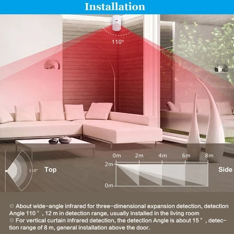 PGST Outdoor Room Motion Alarm Wireless Dual-tech Passive Infrared PIR Movement Detector Motion Sensor with Pet Immunity