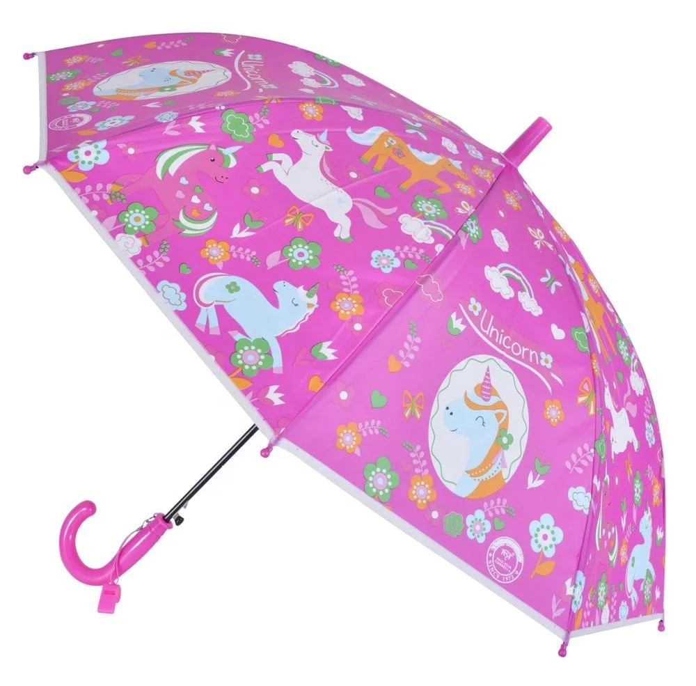 Wholesale New Products Cute Child Character Pony Pink Unicorn Cartoon Printing Small Straight Children Umbrellas for Kids