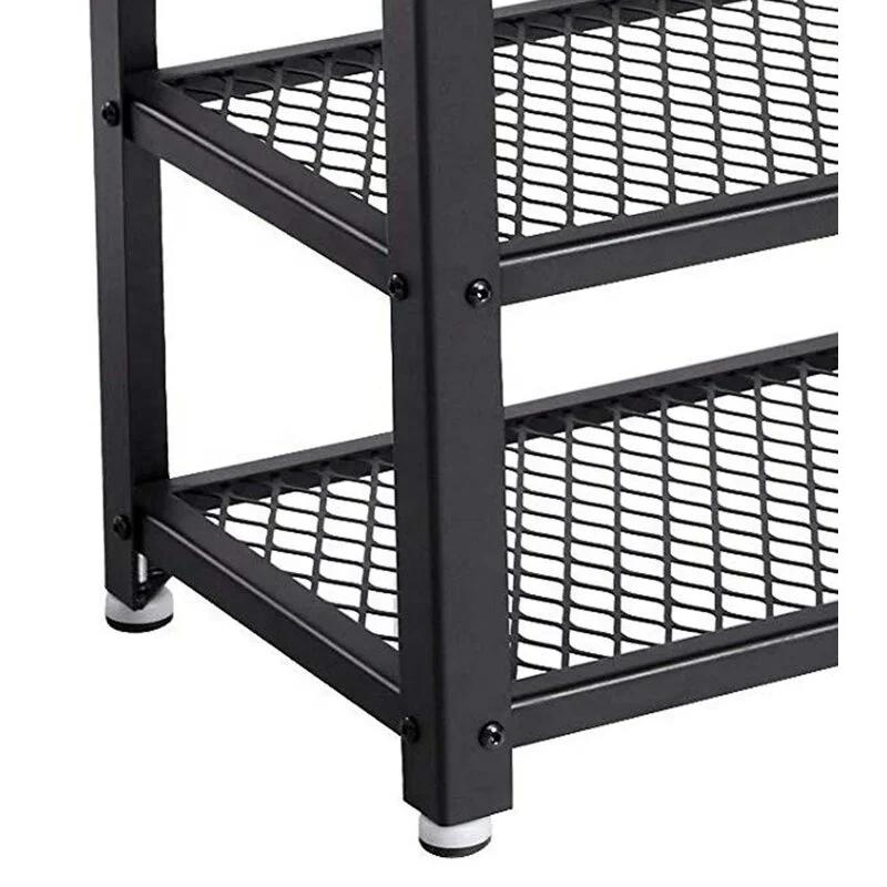 Indoor furniture metal mesh combine with wooden book and commodity shelf 3  tiers shelf with wheels
