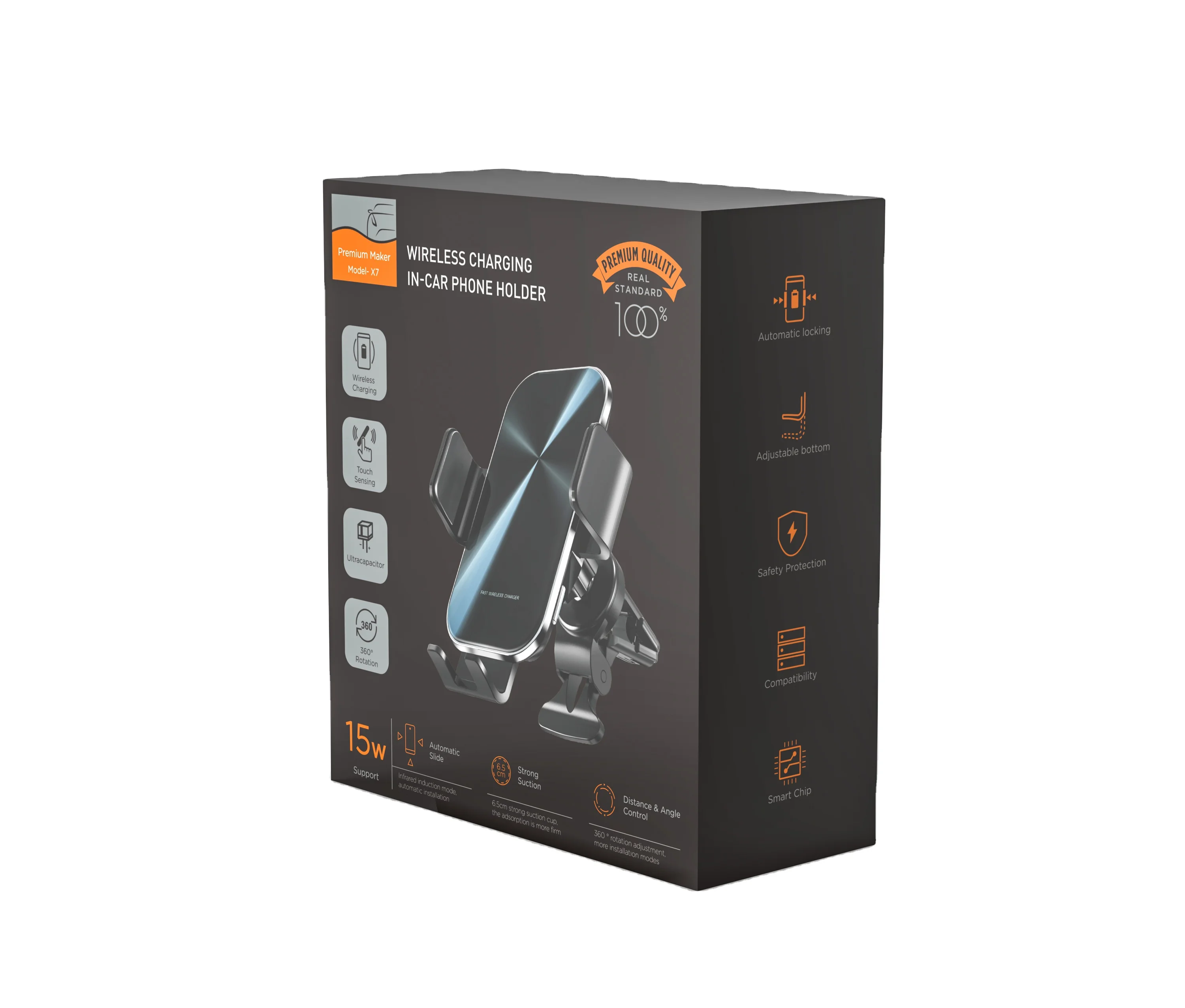 Most Sell Products 15W Automatic Telephone Holder Car Mobile Phone Holders with Wireless Charging