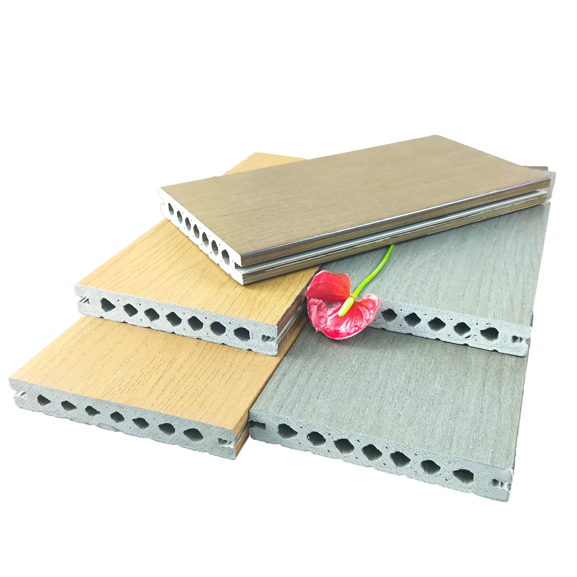 OEM decorative 3d embossing real wood grain composite flooring for outdoor