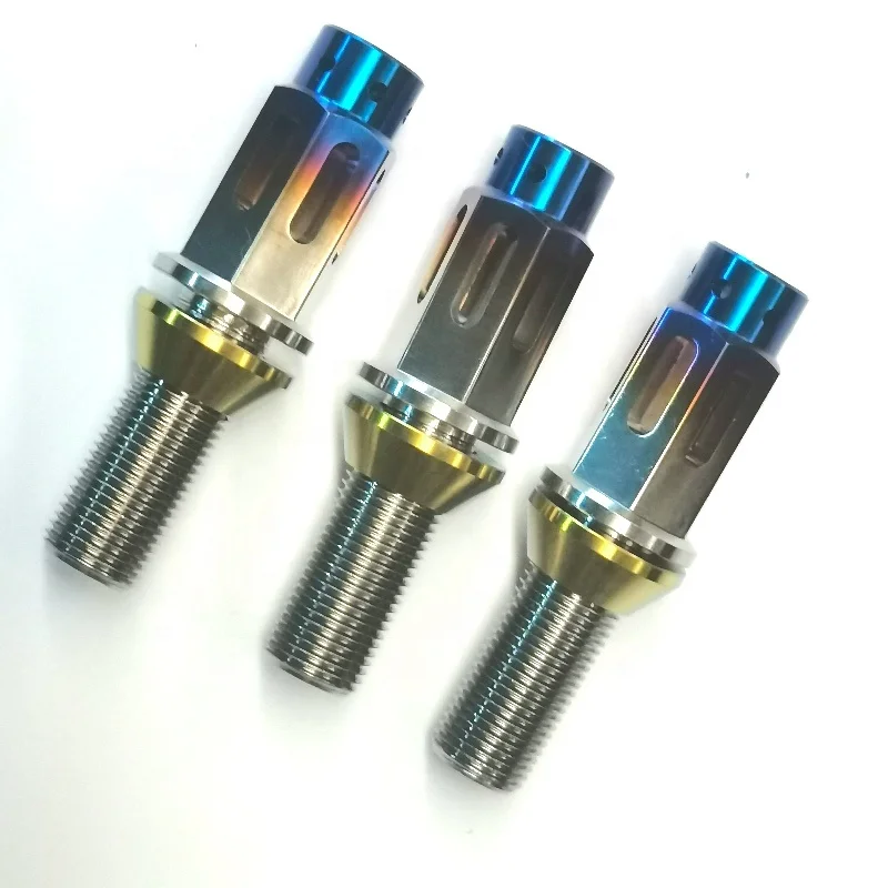 High quality automotive Gr5 m14 14x1.5 anti theft titanium wheel lug bolts for BMW racing car