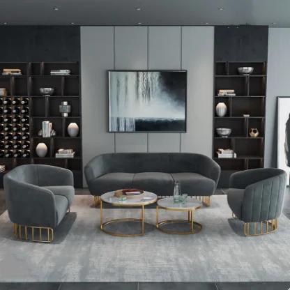 Morden leisure furniture polyester ropes weaving living room sofa set sectional seater velvet sofa