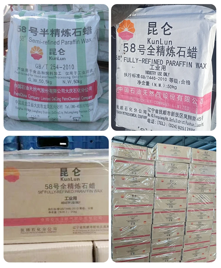 Semi Fully refined Paraffin Wax 58-60 China cheap price low melting point Parafina paraffin wax 58-60