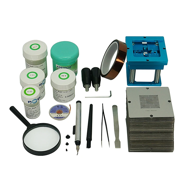 
184pcs 90x90mm BGA reballing Stencil Full Kit For Laptop + Desktop + RAM + XBOX/PS3/WII GPU CPU chip reballing 