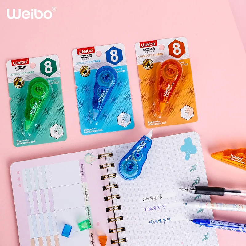 weibo Kawaii Cute Decorative Colorful Correction Tape White Out Set 3 In 1Set Refill Stationery Test Good Correction Tape