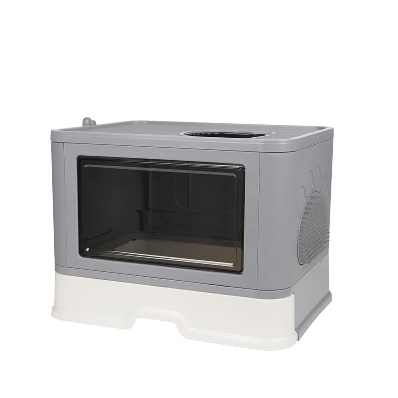 Foldable  Collapsible Plastic Indoor Smart Cat litter Tray Toilet Fully-Enclosed Bentonite Cat Litter Box for Cat