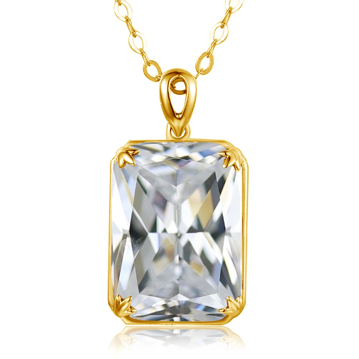 Trendy Silver Pendant For Women 24K Gold Color 925 Sterling Silver Square Diamond Jewelry Handmade