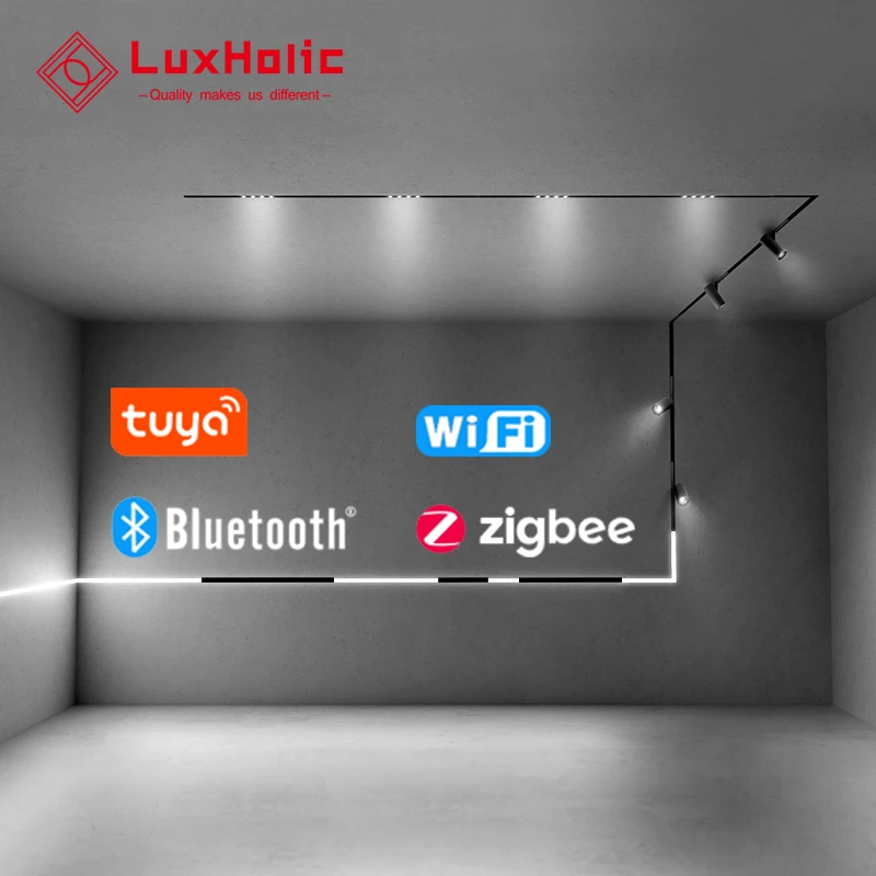 TUYA APP Remote Control Dimmable And Color Changeable LED Magnet Track System Recessed Surface Mounted Magnetic Track Light