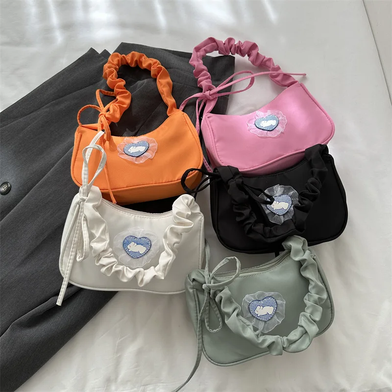 2024 New Vintage Wholesale Cute Lace Ruffle Purses Shoulder Handbag Underarm Bag Girl sling bags for women hand tote