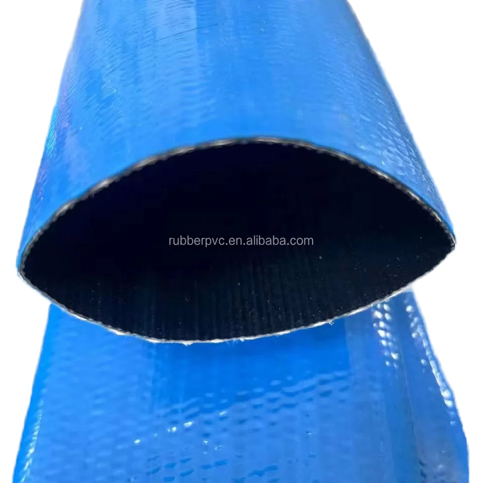 Agricultural irrigation double layers inner black out blue 6 inch 2 inch PVC layflat hose water pump hose