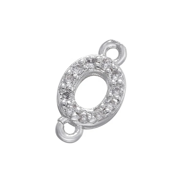 Sliver Color Mini CZ Crystal 26 Initials Letter Charms Connector for Bracelet Jewelry Accessories Wholesale