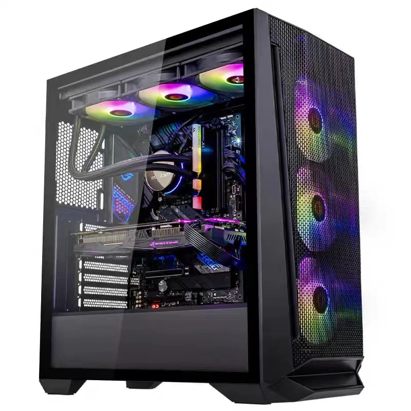 Atx Itx Micro PC Cabinet Desktop Computer Gaming Case With usb3.0+audio & tempered glass computer cases & towers with RGB fans