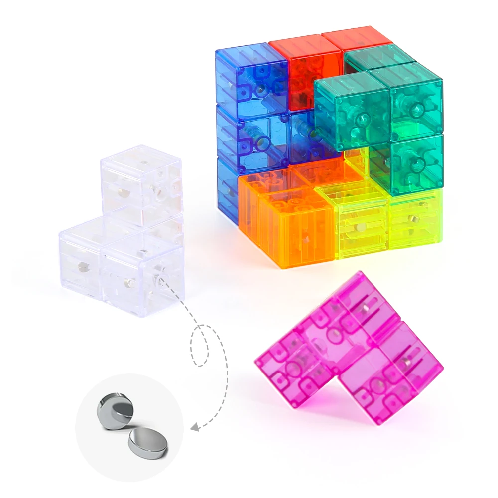 Diy Educational Toy Magnetic Magic Cube Puzzle Magnetic Building Block Toy Stem Plastic Learning Toys Cube
