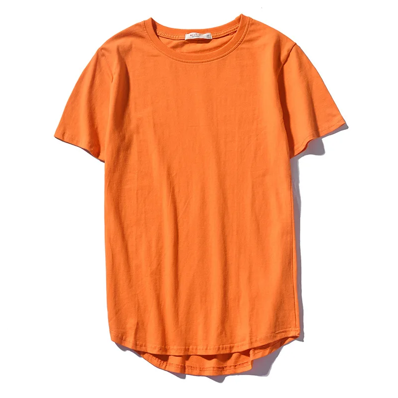 Custom France French curved hem thumb hole cuff long drop t shirt