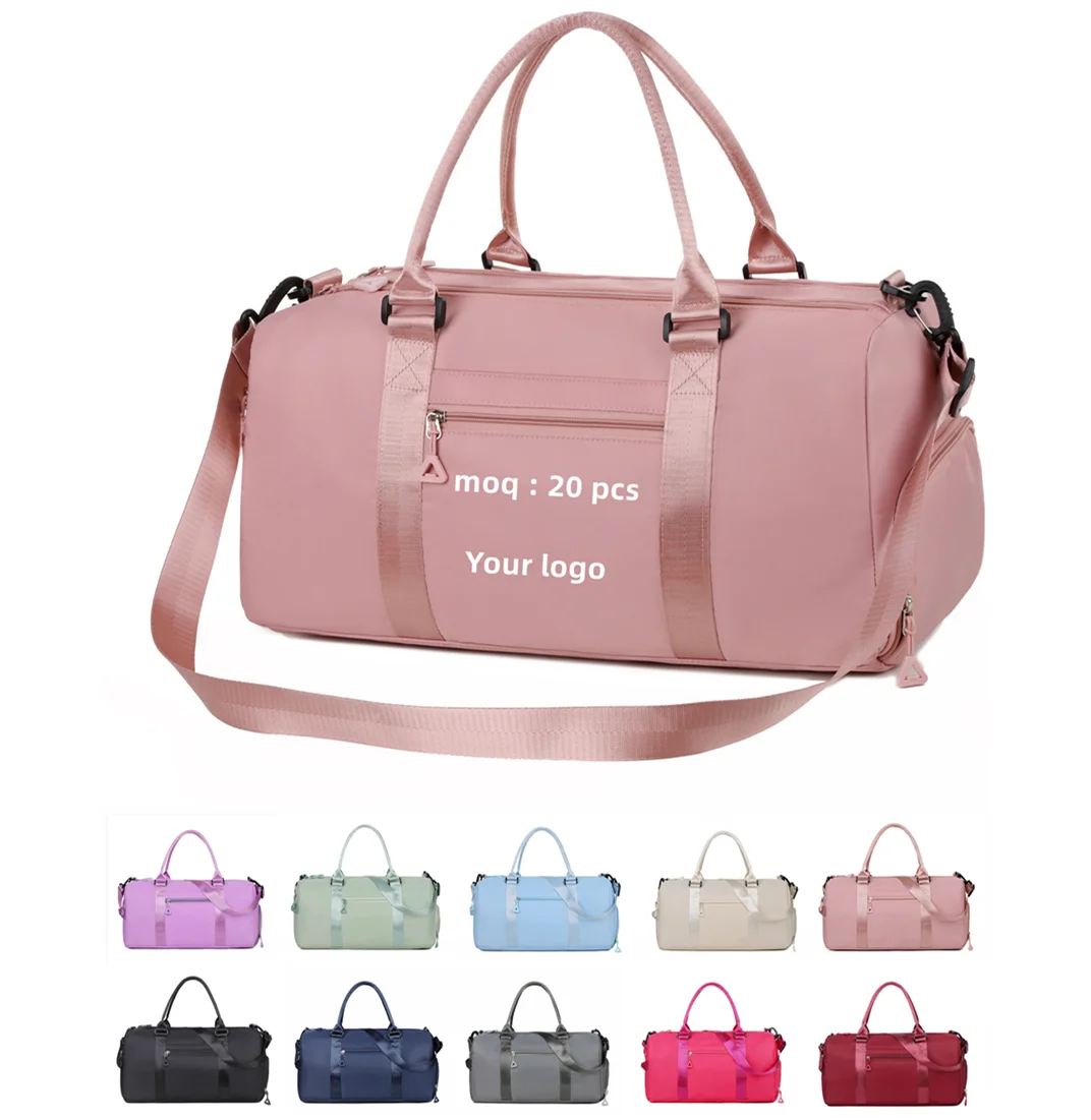 Custom Logo Dry Wet Sport Duffel Holdall Training Yoga Travel Overnight Weekend Shoulder Tote Gym Bag with Shoes Compartment