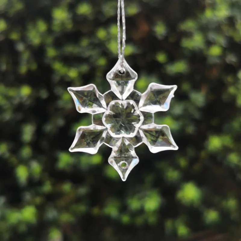2407 zhikou Acrylic Christmas snow plastic decorative pendant Transparent six-piece jewelry