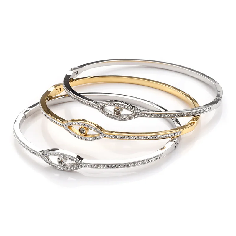 Нержавеющая сталь 18k позолоченный бриллиантовый Кристалл Кубический цирконий дьявол браслеты