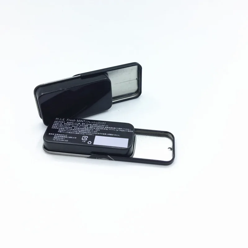 High quality rectangle shaped tin metal  mint candy box with slip lid