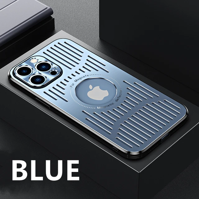Customized Wireless Magnetic Charging Hollow Aluminum Alloy Heat Dissipation Anti-fall for iPhone14 13 12 Pro Max Phone Case