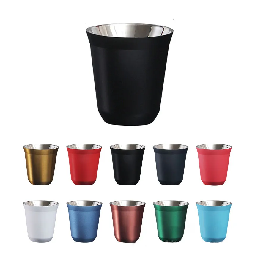 80ml 160ml 200ml 304 Stainless Steel Espresso Cups Double Wall Thermally Insulated Capsule Coffee Mug Insulated Cup