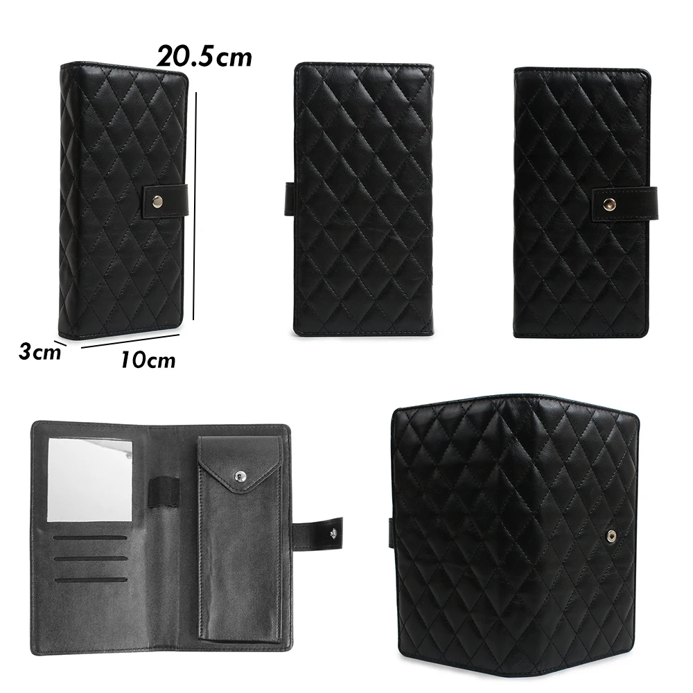 wholesale leather cosmetic lipstick case with mirror storage holder mini lipstick organizer designer bags for lipstick casing