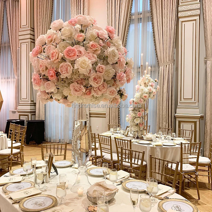 Promise Wedding Decorative Backdrop Ball Table Centerpiece Silk Artificial Rose Flower Balls