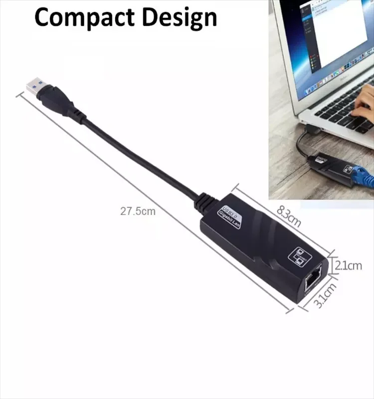 10/100/1000 Mbps Type-C USB 3.0 2.0 to Ethernet RJ45 USB C Lan Gigabit Network Adapter Converter Compatible for OS WIN