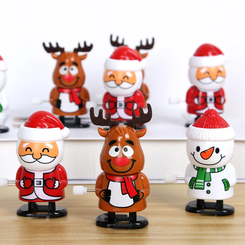 Wholesale 7cm PVC Plastic Santa Claus Snowman Cartoon Action Figure Wind-up Toys Party Gift For Kids Christmas Gifts
