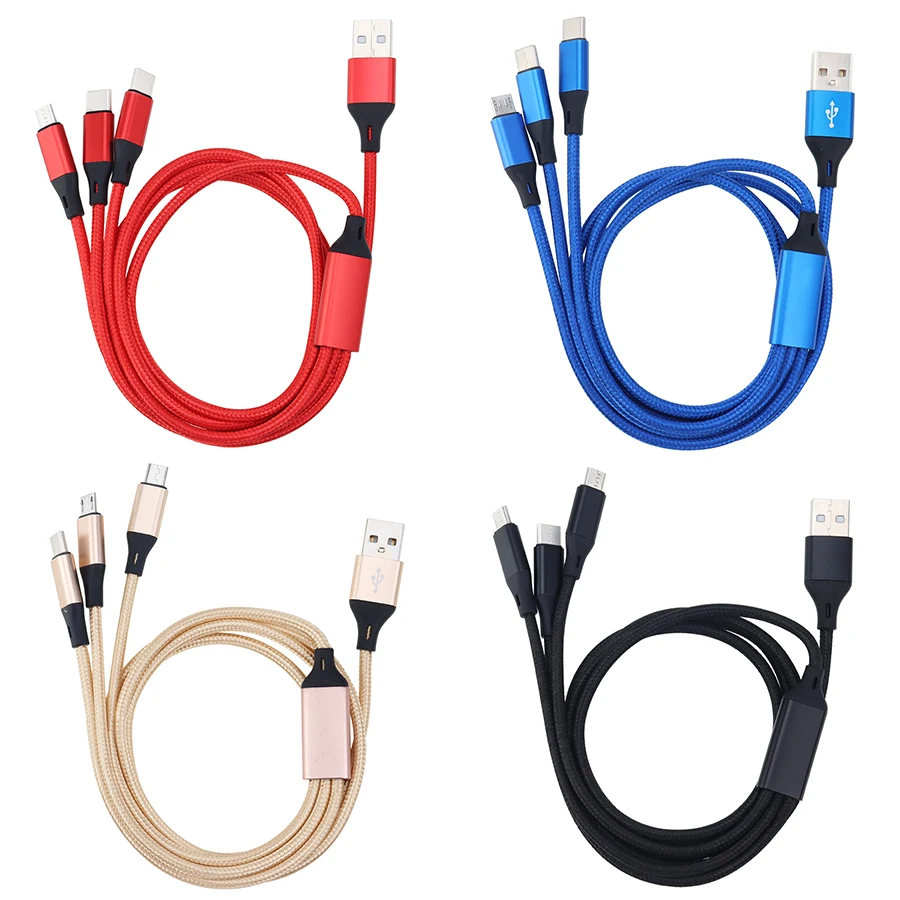 Wholesale Usb Cable 3 In 1 Multi Fast Charging Data Cable 3in1/3-in-1/mfi Mobile Phone Charger Cable 3 In One