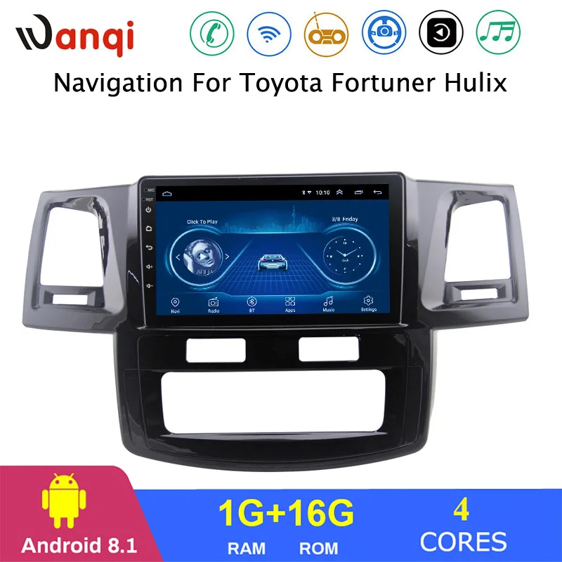  Wanqi 9 дюймов 4 ядра android 8 1 автомобильный аудио dvd мультимедийный плеер Радио Видео Стерео gps навигация для Toyota fortuner