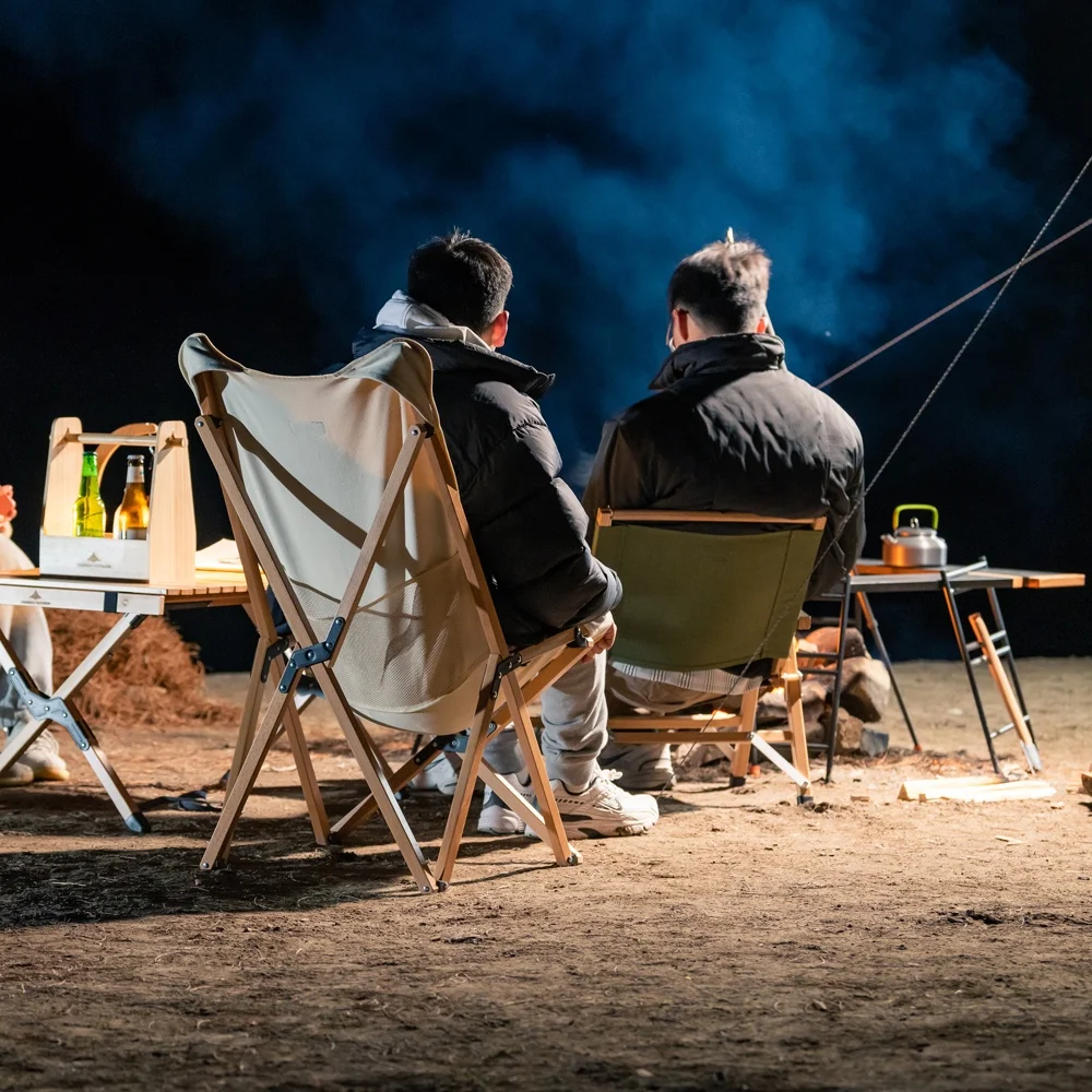 Changzu Outdoor Camping Wooden Chair Wooden Folding Relax Fishing Folding Beach Chair