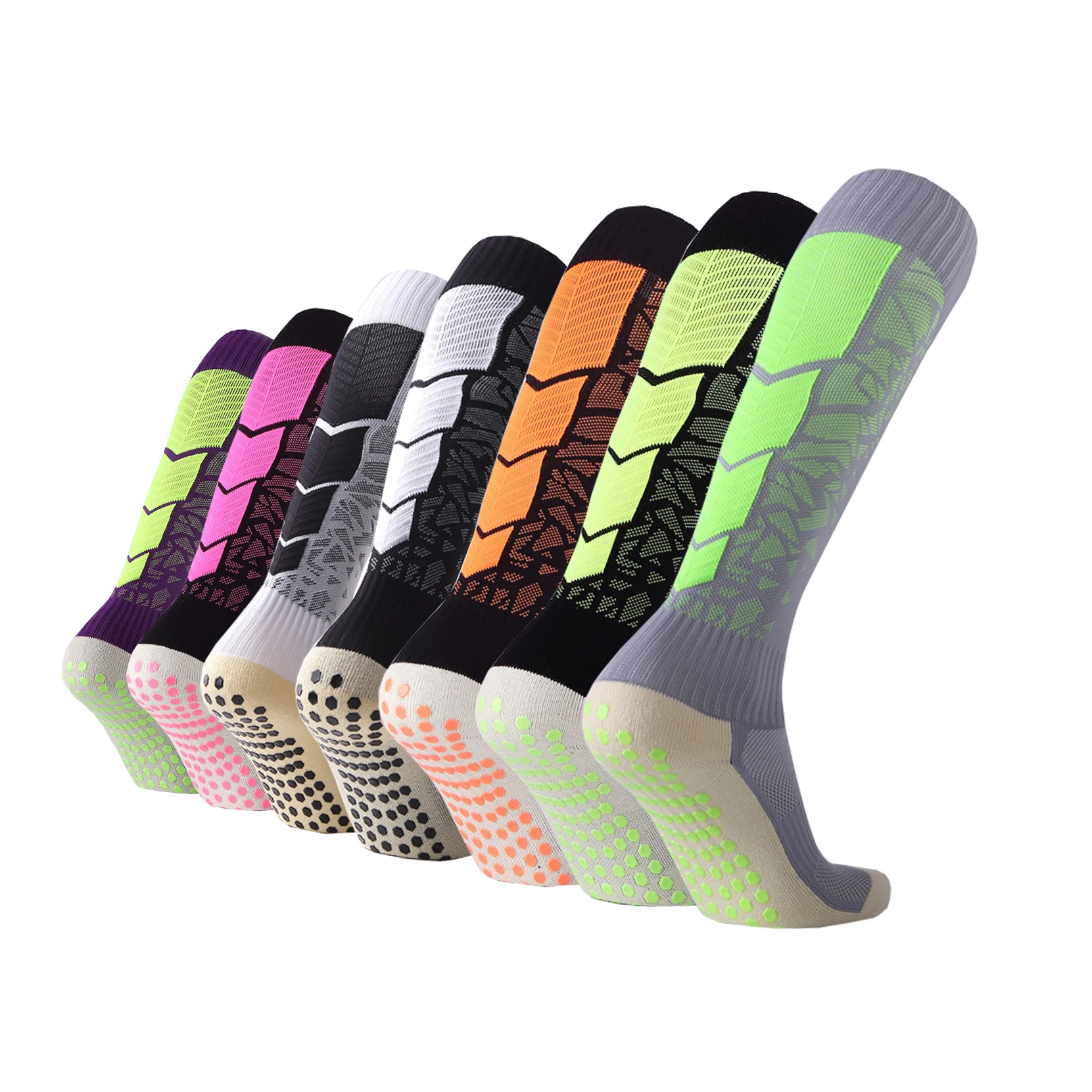 Team sports Antislip grip men long football socks non anti slip crew knee high breathable soccer socks for men