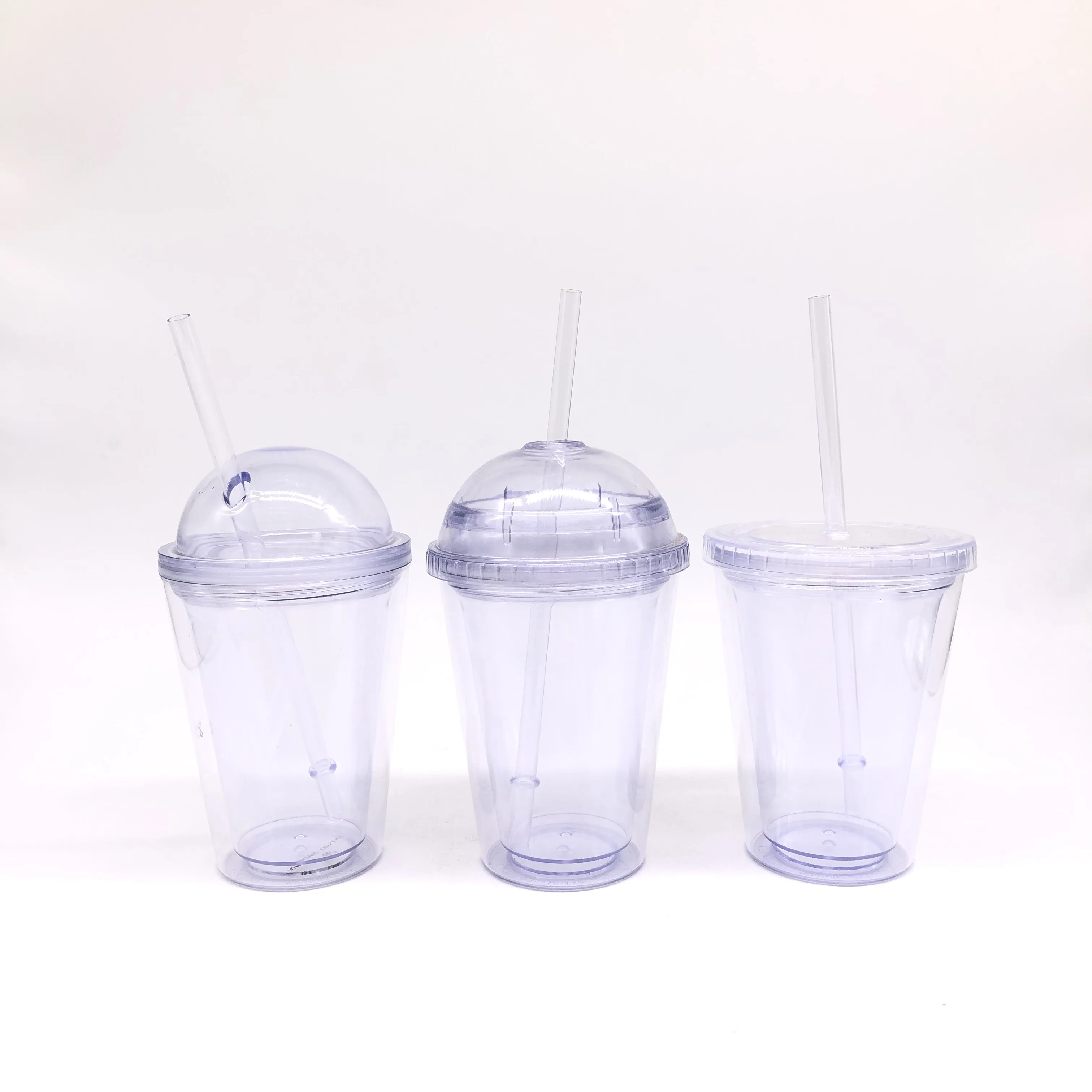 Wholesale 12Oz Custom Logo Reusable Clear Plastic Tumbler With Straw