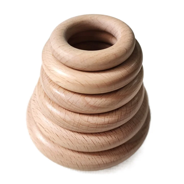 25-120mm Beech Wood  Ring Natural Round Wooden Baby Teething Ring Wood Circle  DIY Necklace Ring