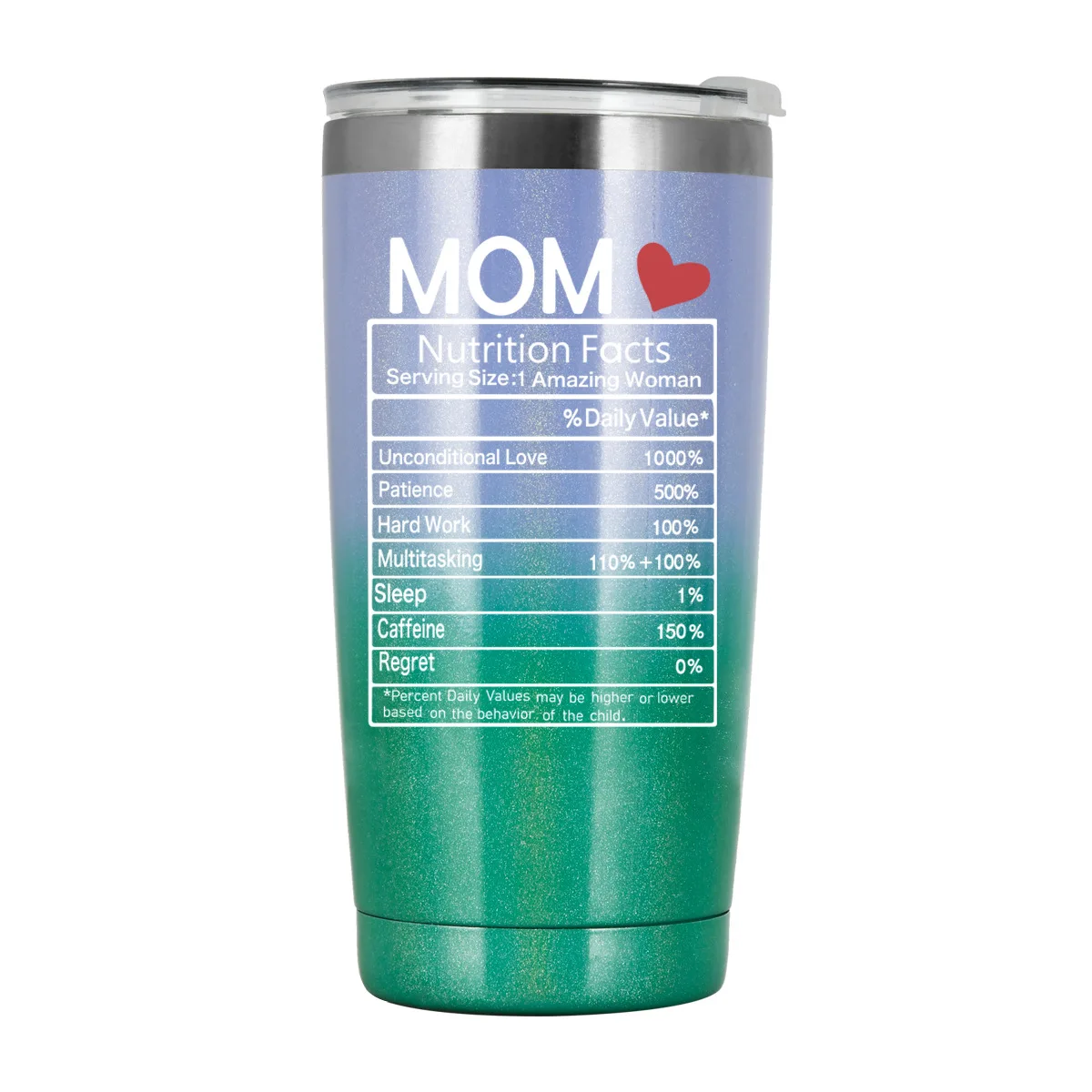 MOM Nutrition Facts Mothers Day Gifts Mug 20OZ Car Cup Thermos Cup Stainless Steel Tumbler