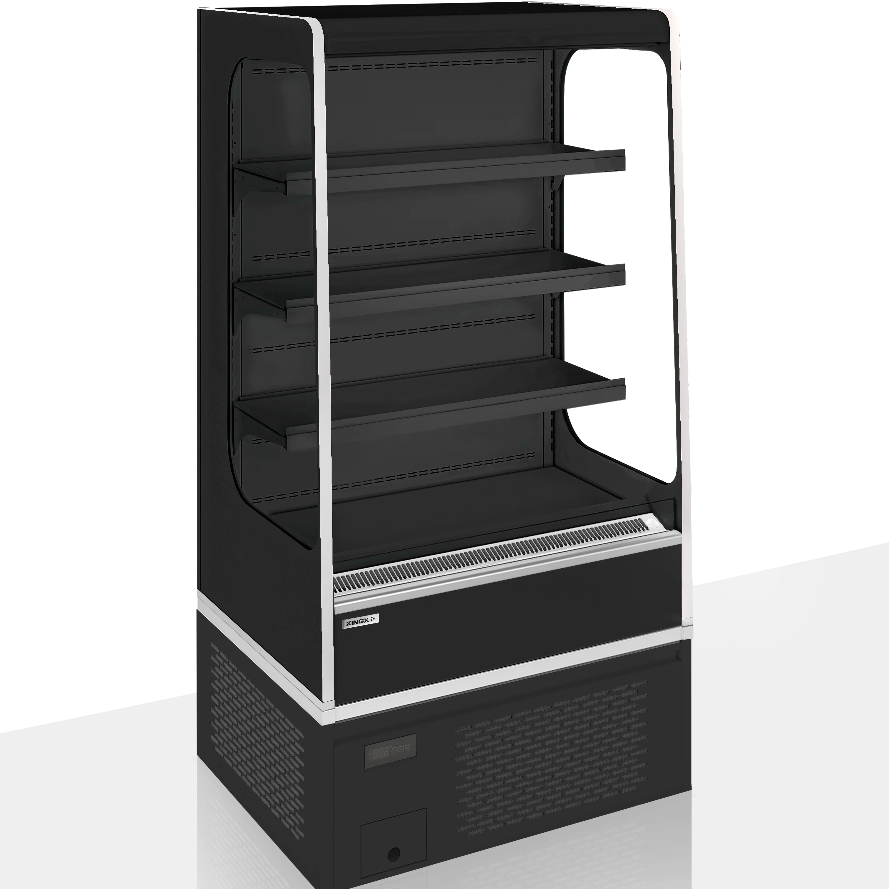 Холодильник для супермаркетов разомкнутая половина высоты витрина с двойным закаленным стеклянным вентилятором охлаждающий открытый охладитель ночной занавеской