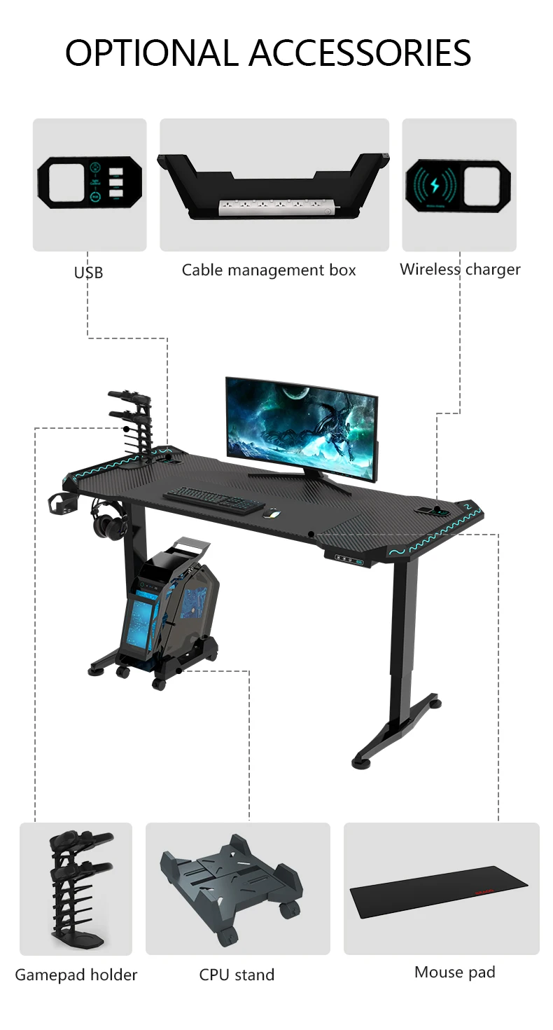 AOR ESPORTS Ergonomic Modern Electric Adjustable Height Office Sit Stand Desk Stand Up Desk Standing Desk Electric Table