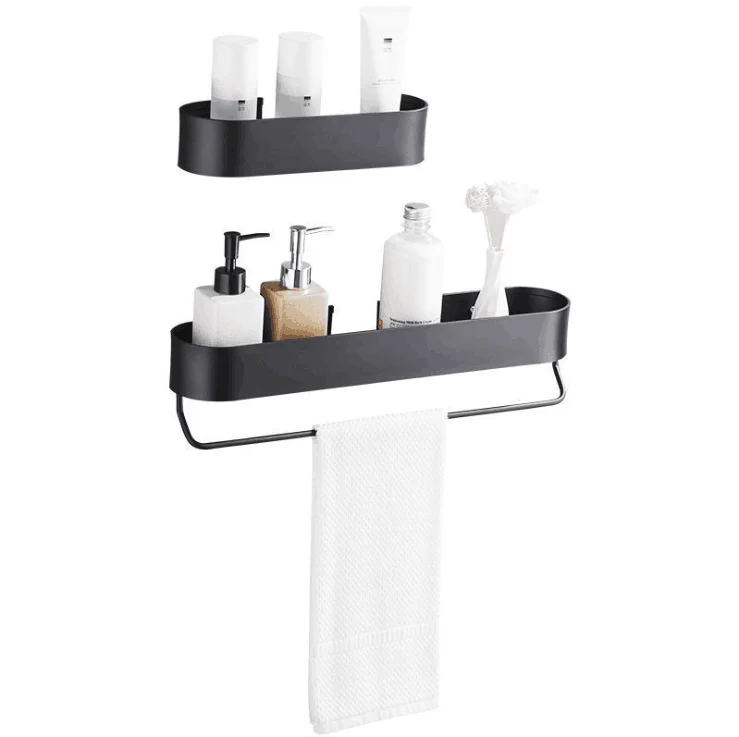 Shower caddy with detachable towel bar space aluminum bathroom organiser shelf for kitchen toilet wall easy mounted storage rack