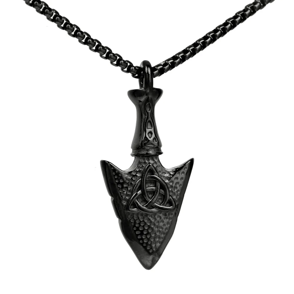High Quality Wholesale Arrowhead Ornament Stainless Steel Celtic Knot Pendant for Men Pendant Necklace